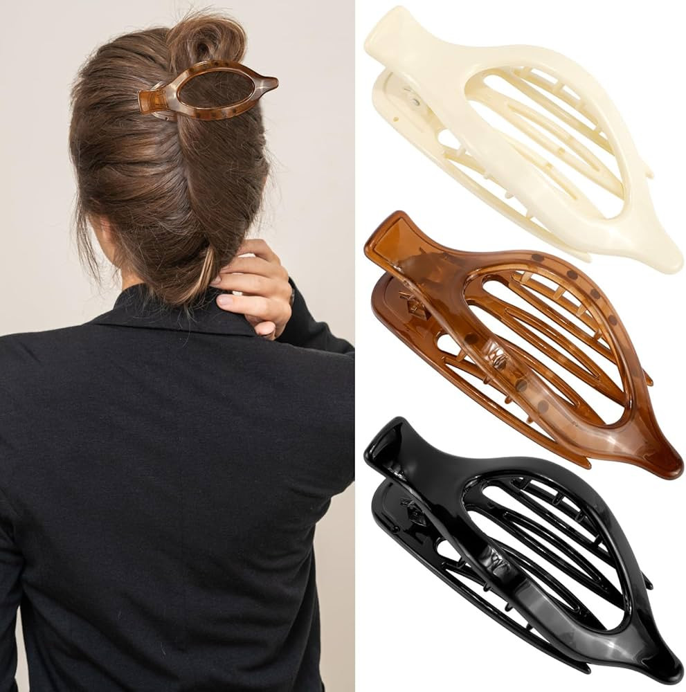 Flat Hair Claw Clips - Women's 3pc French Concord Large Neutral Jaw Clips for Thin/Thick Hair - W... | Amazon (US)