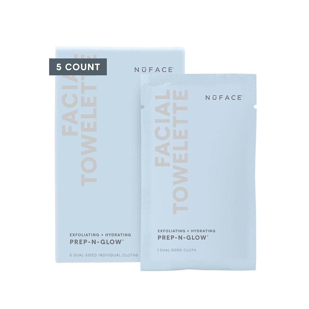 NuFACE Prep-N-Glow Facial Towelettes - 2-in-1 Exfoliating + Cleansing Makeup Remover Wipes, Hyalu... | Amazon (US)