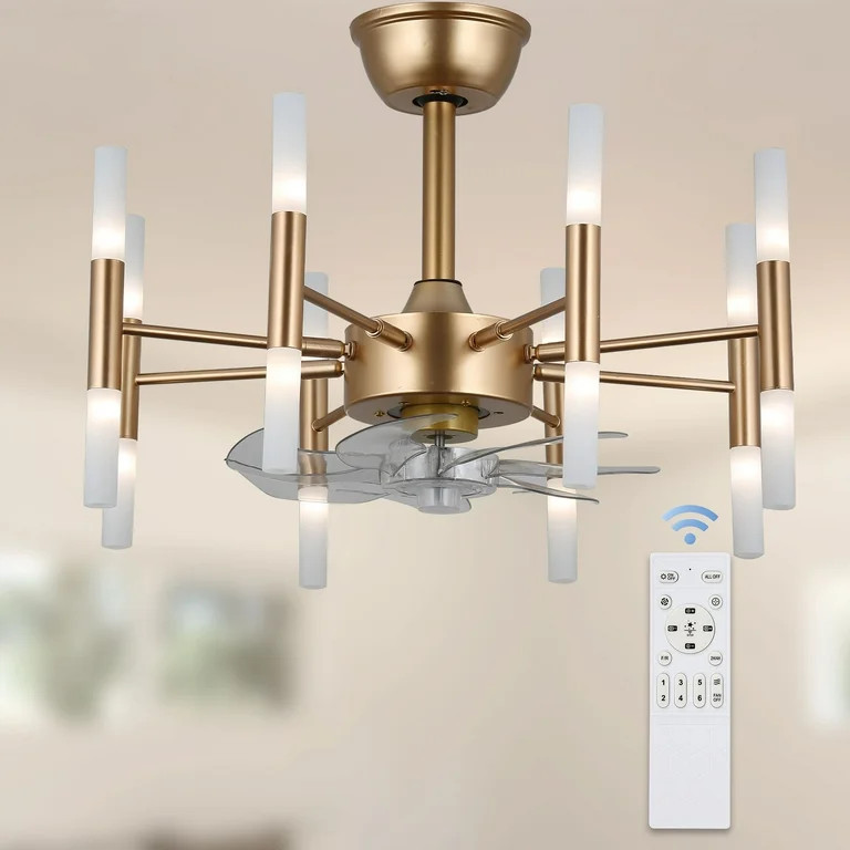 Cusp Barn 23 Inch Gold Industrial Branch Ceiling Fans with Light and Remote Control, ,6 Speeds, S... | Walmart (US)
