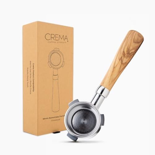 CREMA Coffee Products 58mm Bottomless Naked Portafilter | Compatible with 58mm Breville Machines | Includes Double Shot Filter Basket | Olivewood | Amazon (US)