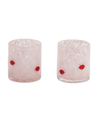 Set Of 2 Frosted Glasses With Colored Lip Details | Kitchen & Dining Room | Marshalls | Marshalls