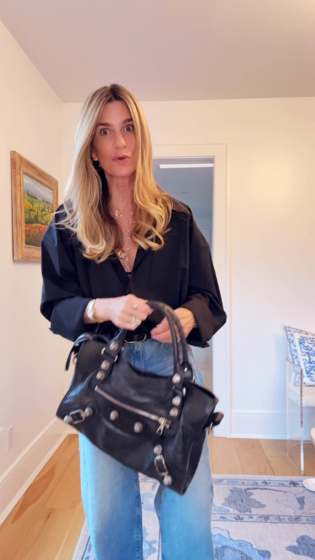 Jean run TTS I am wearing as M in the stop- it also comes in white. Great look for in between weather days. Also, I love this bra- sexy and comfy. Use FB20 for 20% off Latico Leathers bag. Use SUNNY10 for 10% off MB Styles jewelry and belts