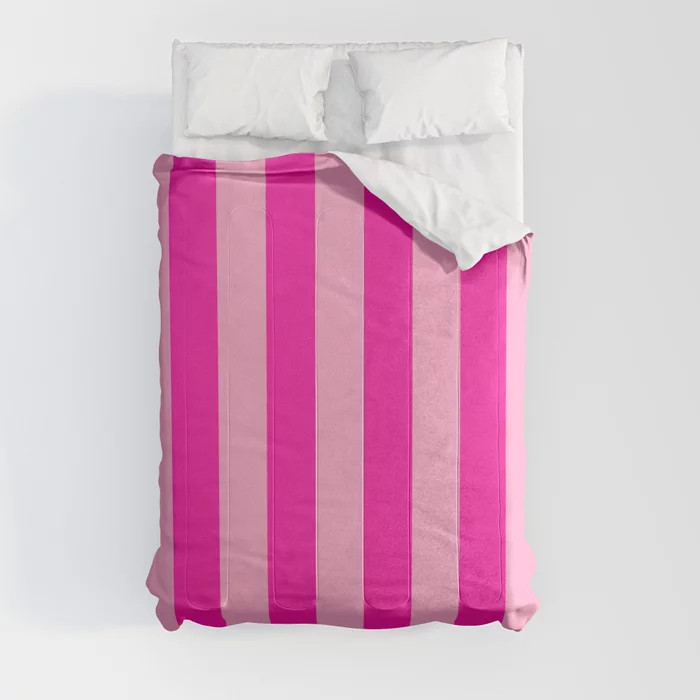 Pink Stripes Preppy Modern Comforter | Society6