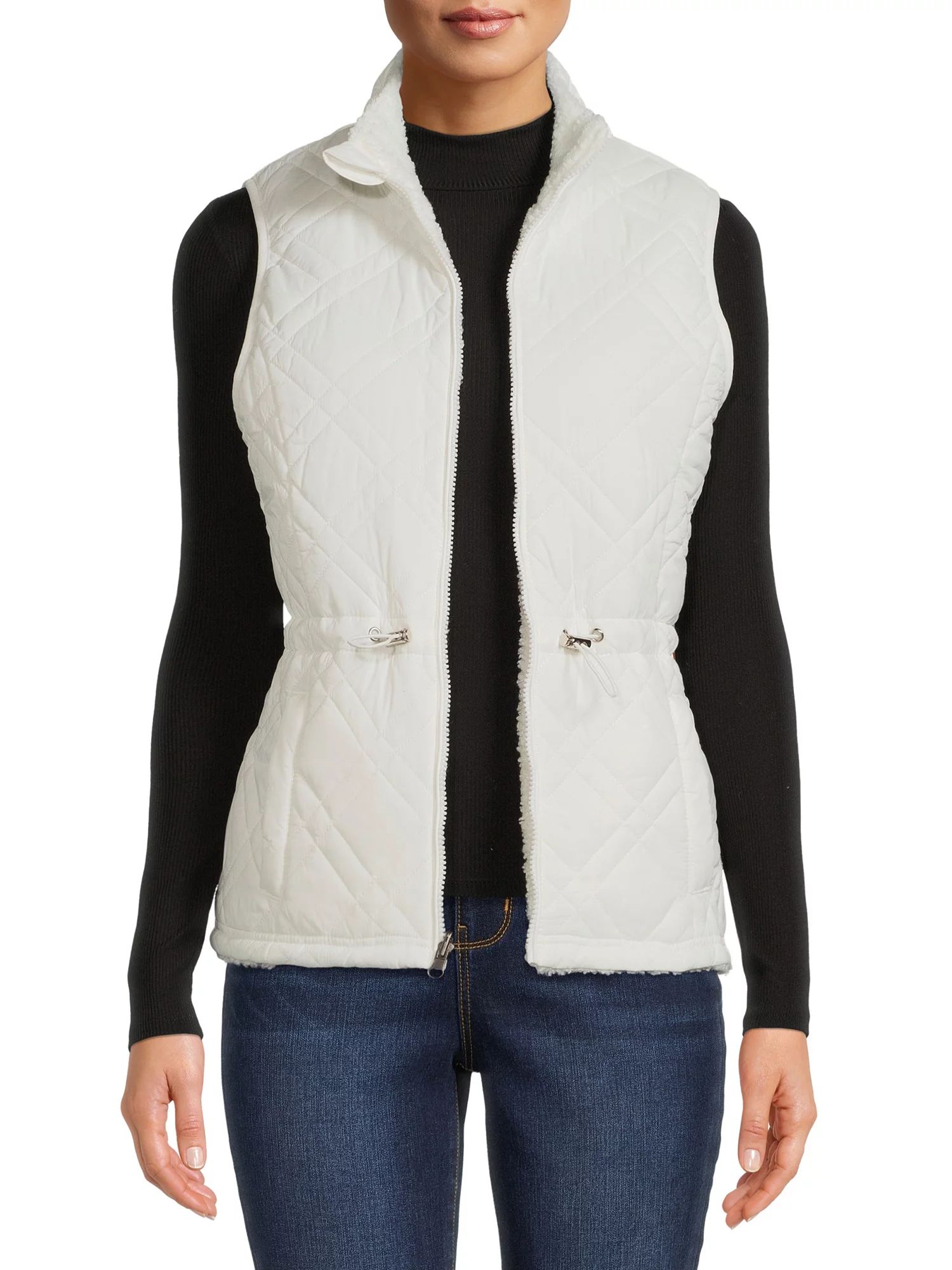 Time and Tru Women's and Plus Reversible Quilted Vest - Walmart.com | Walmart (US)