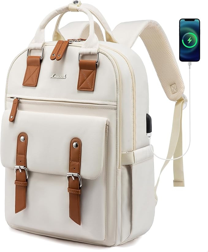 LOVEVOOK Laptop Backpack for Women,Vintage Work Business Travel Backpack with USB Charging Port,T... | Amazon (US)