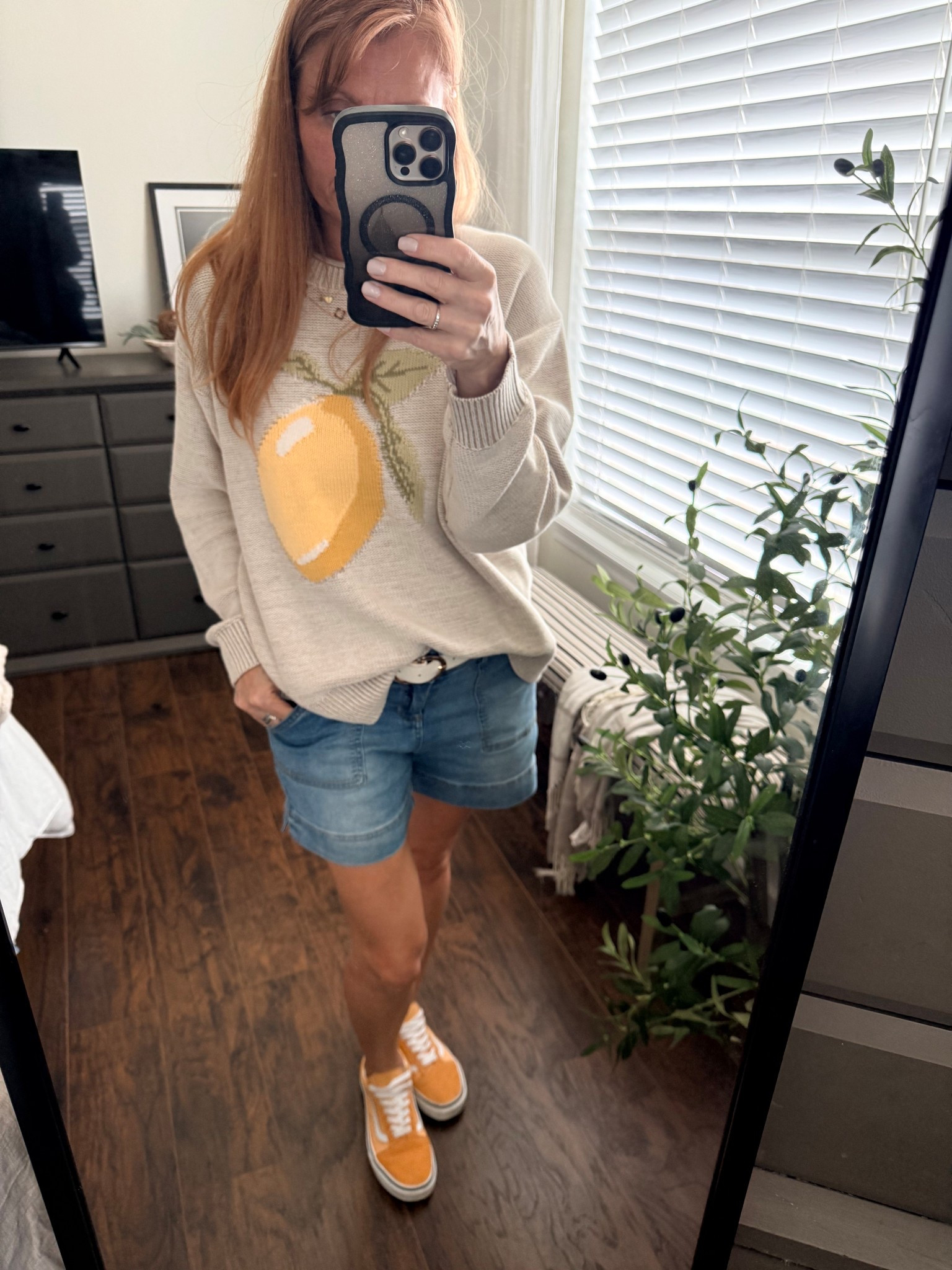 Sometimes one piece does all the work.
This sweater is the statement — soft, playful, and perfect for those in-between spring days that still carry into summer evenings. Paired with denim shorts and sneakers, it keeps everything grounded and wearable.
This is how you make your closet feel fun again without adding more.
Everything is linked here so you can grab it fast and move on with your day 🍋 
Sweater- small - American Eagle
Shorts - size 4 - in my closet
Shoes - Vans
#over40style #easystyle #momstyle #outfitideas #casualstyle
fun spring outfits for women over 40, casual sweater outfits, easy weekend style, affordable outfit ideas, simple everyday fashion

#LTKgrwm #LTKSeasonal #LTKootd