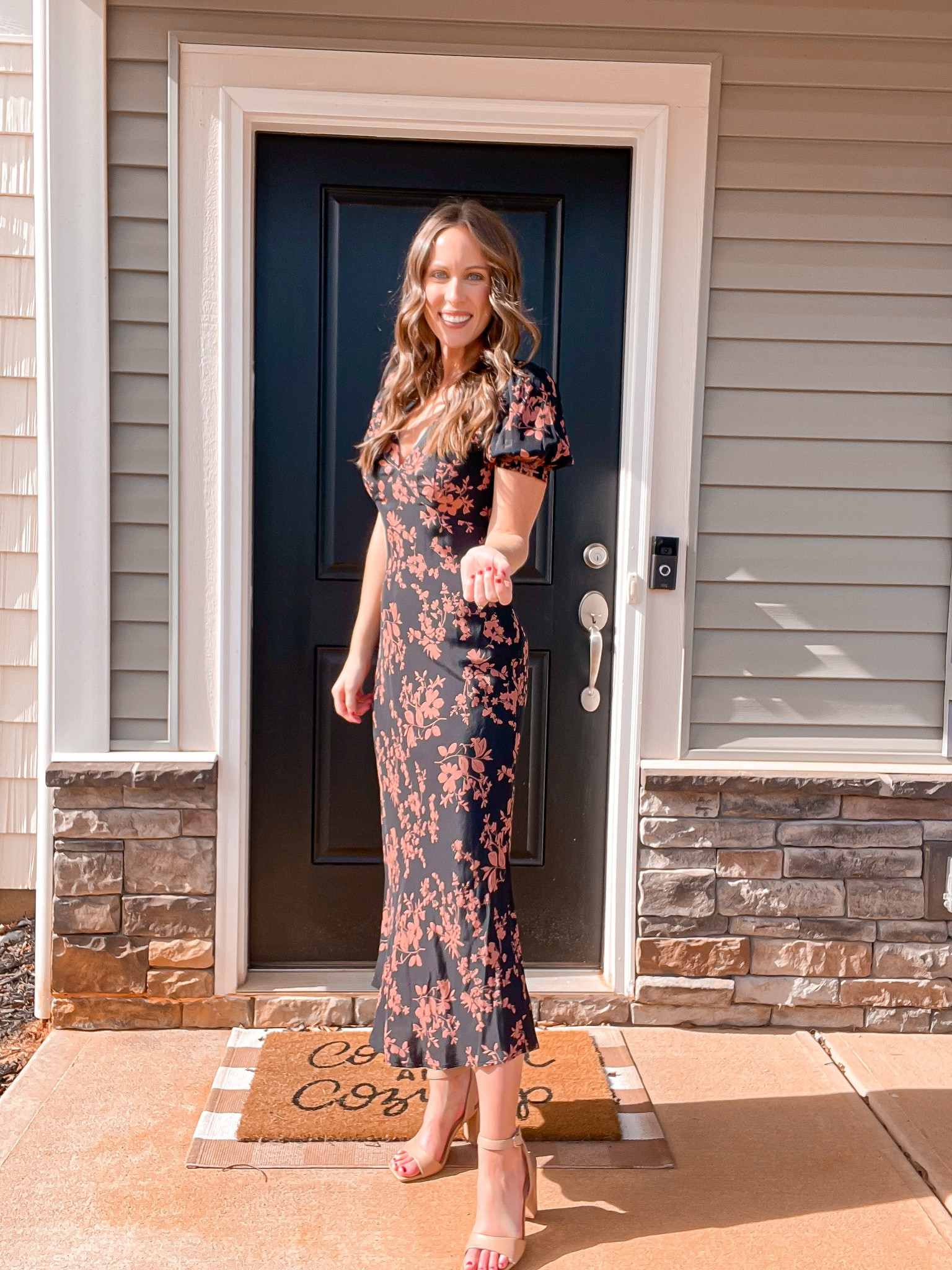 Spring dress 🤎

This dress is so beautiful! I was able to size down 1 to an XS but I could have easily worn true to size 

Can wear no bra or regular bra. 

Would be great for church, spring wedding, family photos, date night 💕

Spring fashion, winter fashion, target dress, floral dress, navy dress, spring wedding guest, church outfit, formal dress, target finds, target shoes, nude heels, clutch bag, crossbody bag, purse , women’s handbag , gold earrings , gold jewelry, wedding guest 

#LTKfindsunder50 #LTKstyletip #LTKSpringSale