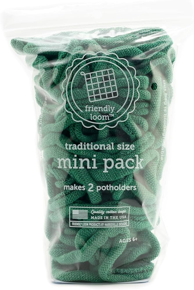 Friendly Loom Green Cotton 7 Inch Traditional Loops Mini Pack Refill | Amazon (US)
