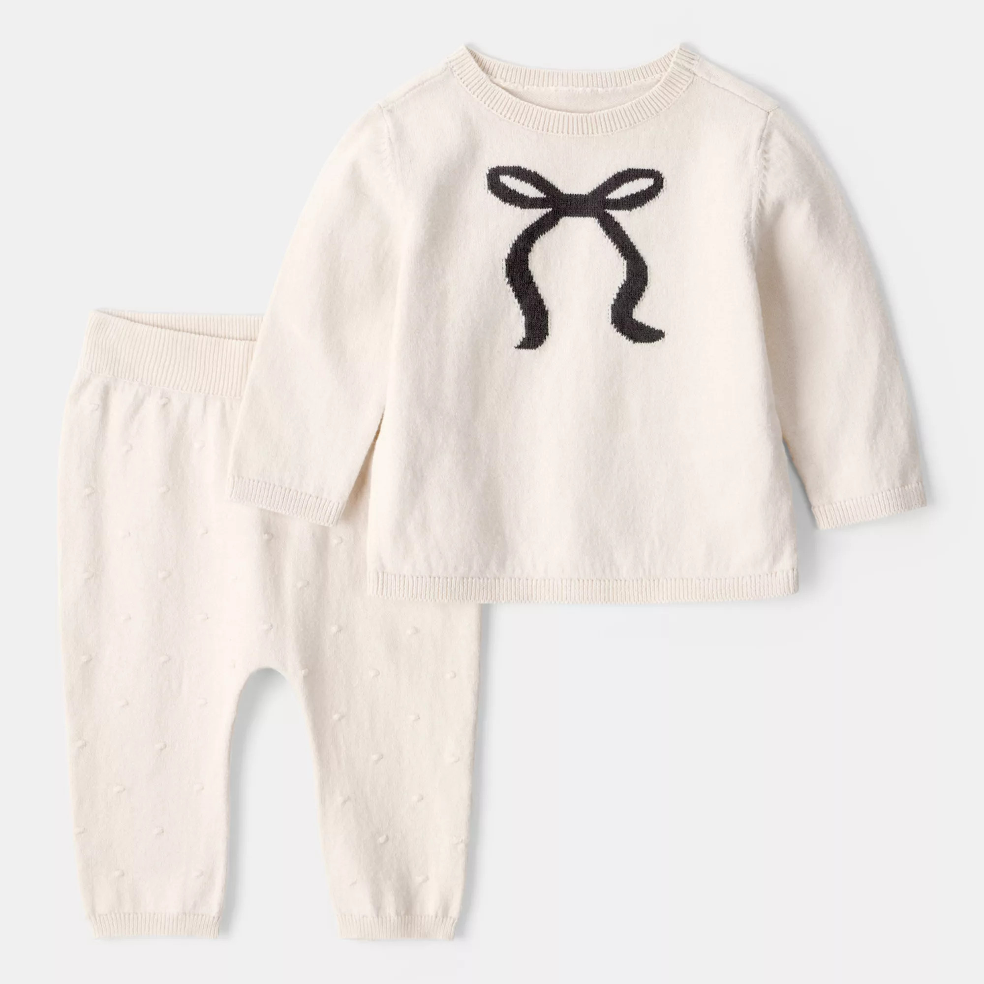 Baby Girl Carter's Bow Cotton Long Sleeve Tee & Pant Set | Kohl's