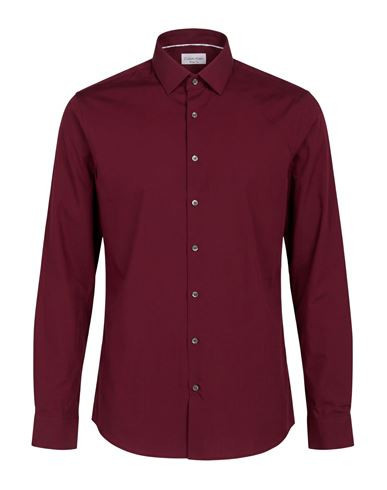 Calvin Klein Man Shirt Burgundy Size 15 ¾ Cotton, Elastane | YOOX (US)