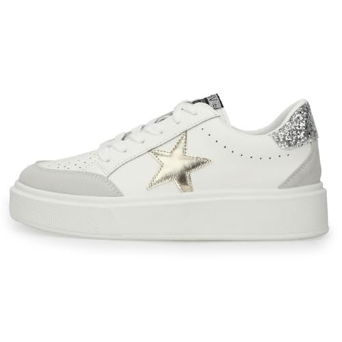 VINTAGE HAVANA Women’s Noy Platform Sneakers White Grey Gold 10 | Amazon (US)