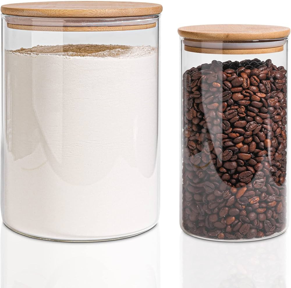 ComSaf 3000ml/1100ml Glass Jar with Bamboo Lid, Glass Food Storage Container with Airtight Lid, C... | Amazon (UK)
