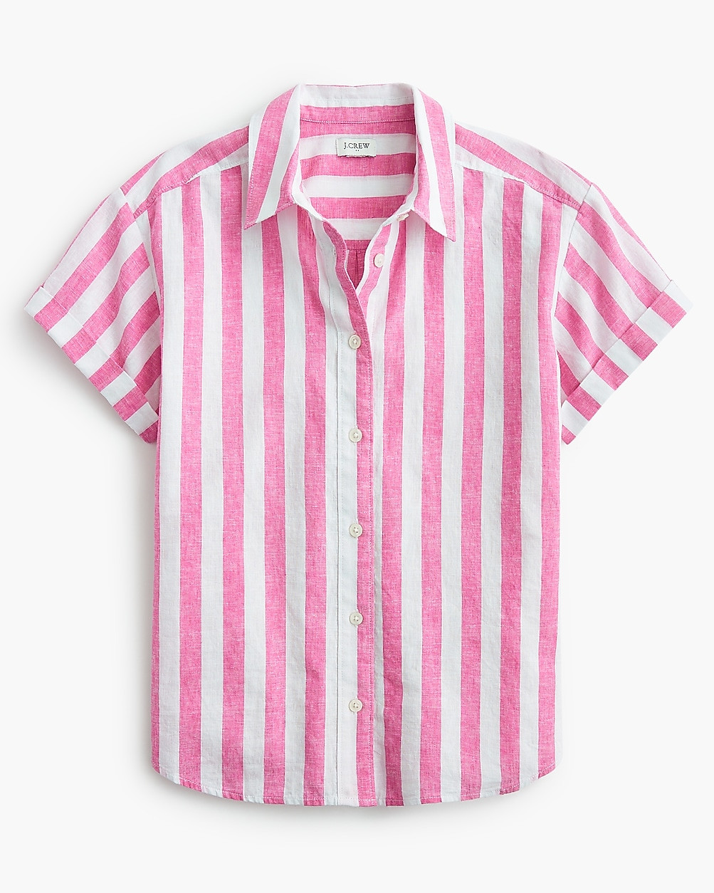 Striped short-sleeve linen-blend button-up shirt | J.Crew Factory