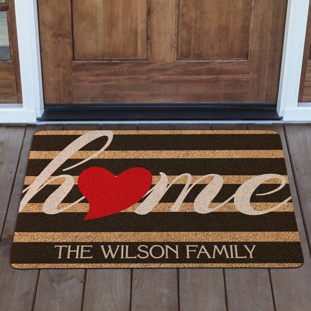 Personalized Striped Heart Home Doormat | Walmart (US)