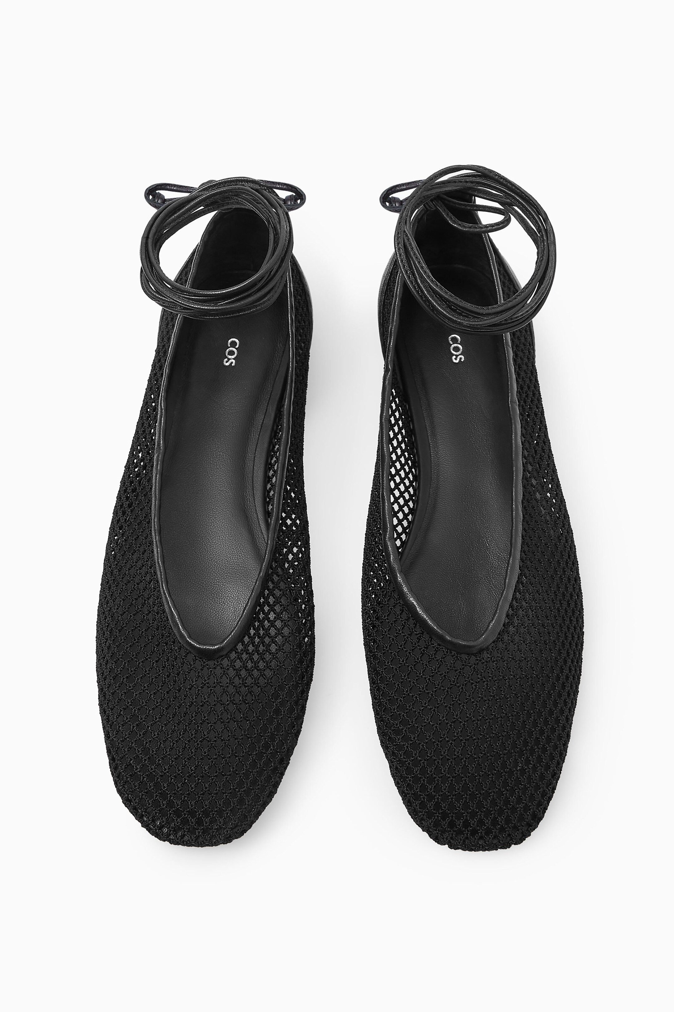 LEATHER-TRIMMED MESH BALLET FLATS - BLACK | COS (AU)