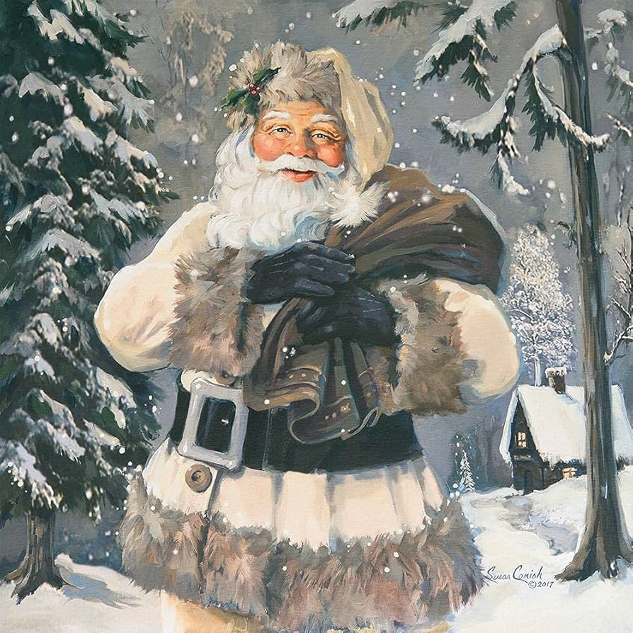 ArtExpert Woodland Santa by Susan Comish - 12x12 Art Print Poster Multicolor | Amazon (US)