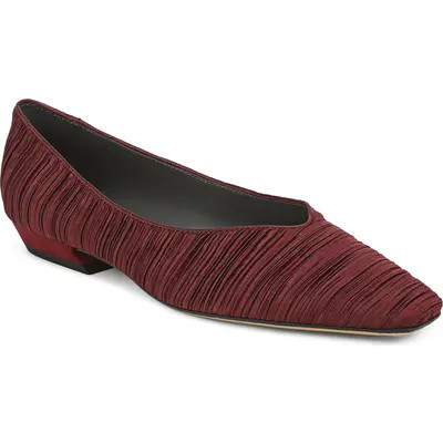 SARTO by Franco Sarto Dasia Pointed Toe Flat in Brown Pleated Satin at Nordstrom, Size 9.5 | Nordstrom