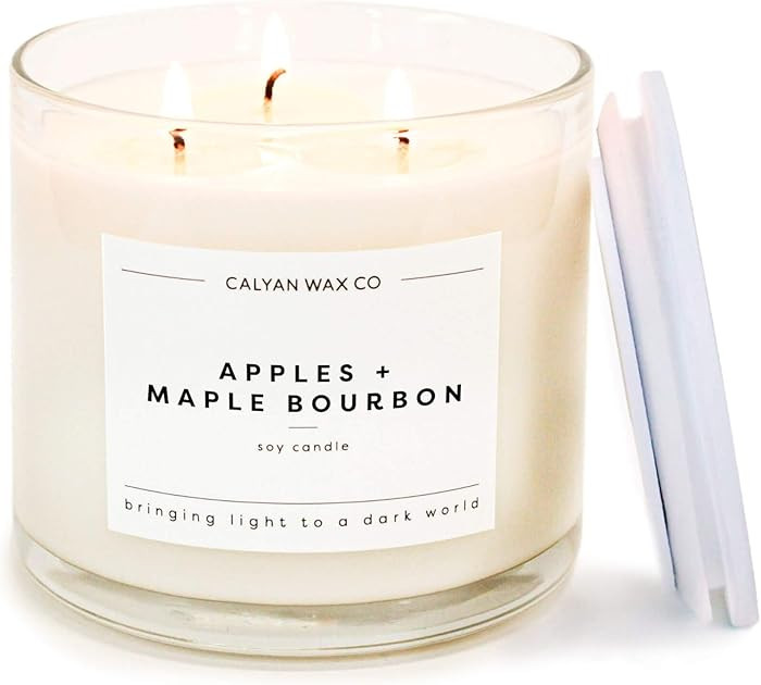 Calyan Wax Co. Apples & Maple Bourbon 3 Wick Scented Candle - 43 Hour Burn - Luxury 3 Wick Soy Ca... | Amazon (US)