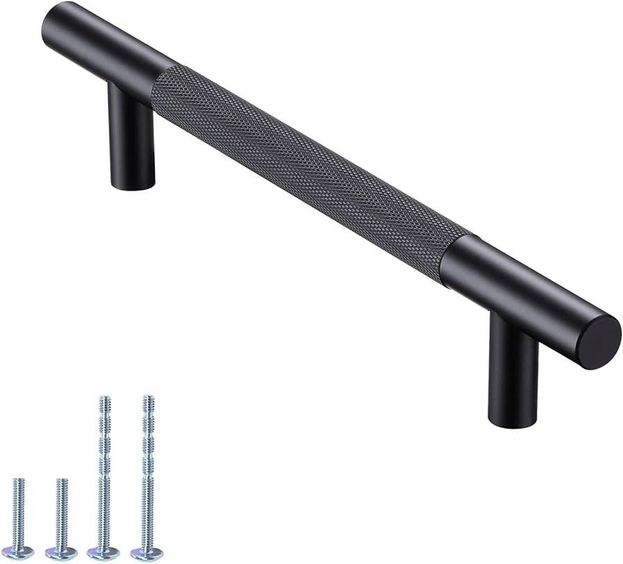 AITITAN 10 Pack Black Cabinet Handles Knurled Cabinet Pull - 7 Inch (5 Inch Hole Centers) Matte B... | Amazon (US)