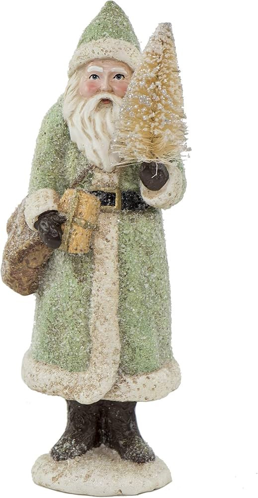 RAZ Imports Glittered Resin Santa Figure (Green) | Amazon (US)