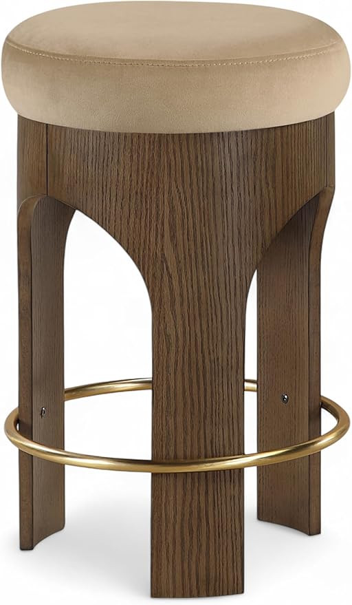 Meridian Furniture Bocceli Beige Velvet Upholstered Counter Stool | Amazon (US)