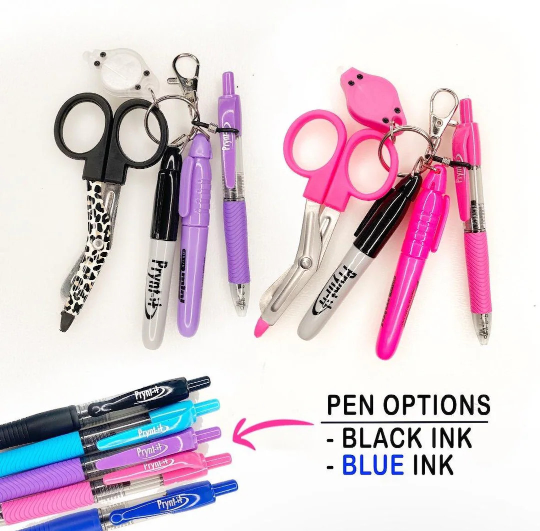 Mini Trauma Shears Badge Reel Set – Personalized 4" Scissors with Pen, Marker, Highlighter & Li... | Etsy (US)