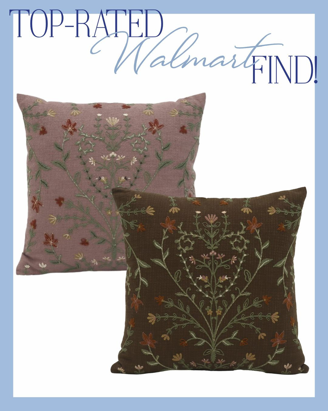 Top-rated Walmart find!

These 20" x 20" Embroidery Decorative Pillows combine a soft and vintage/elegance look--brightening up your home decor this fall season!

 

 #LTKHome