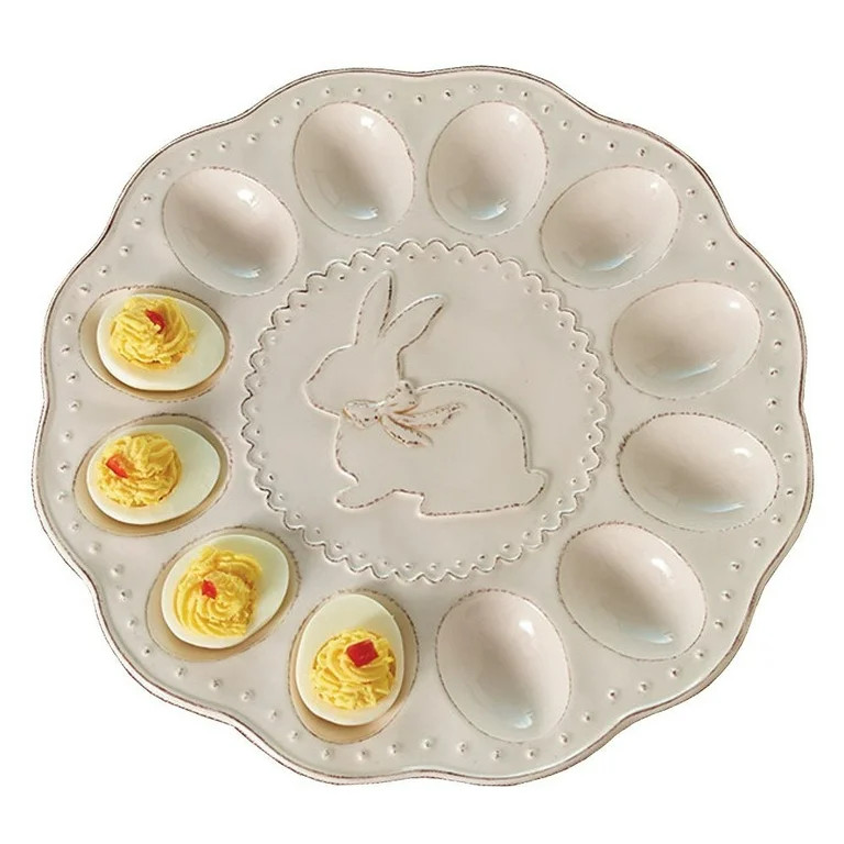 Tabletop CREAM BUNNY EGG PLATE Ceramic 1700156 | Walmart (US)