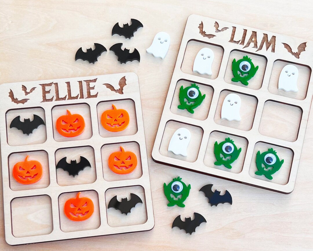 Wooden Halloween Tic Tac Toe Board | Perfect Boo Basket Filler | Etsy (US)