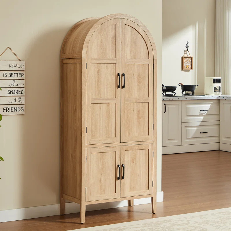 71 Inch Tall Arched Cabinet, 5-Tier Arched Kitchen Pantry Cabinet With Doors & Shelves | Wayfair North America