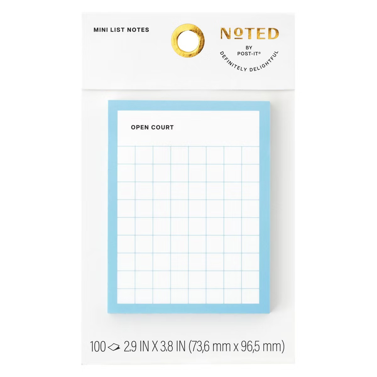 Noted by Post-it Sports Court 3"x4" List Note Blue Grid 100 sheets | Target