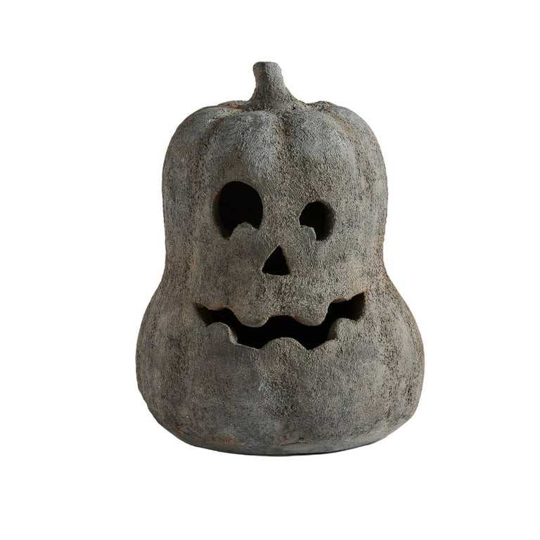Hallowmas Hand-Carved Terracotta Jack-O'-Lantern, Artisanal Pumpkin Candle Holder for Gothic & Fa... | Walmart (US)