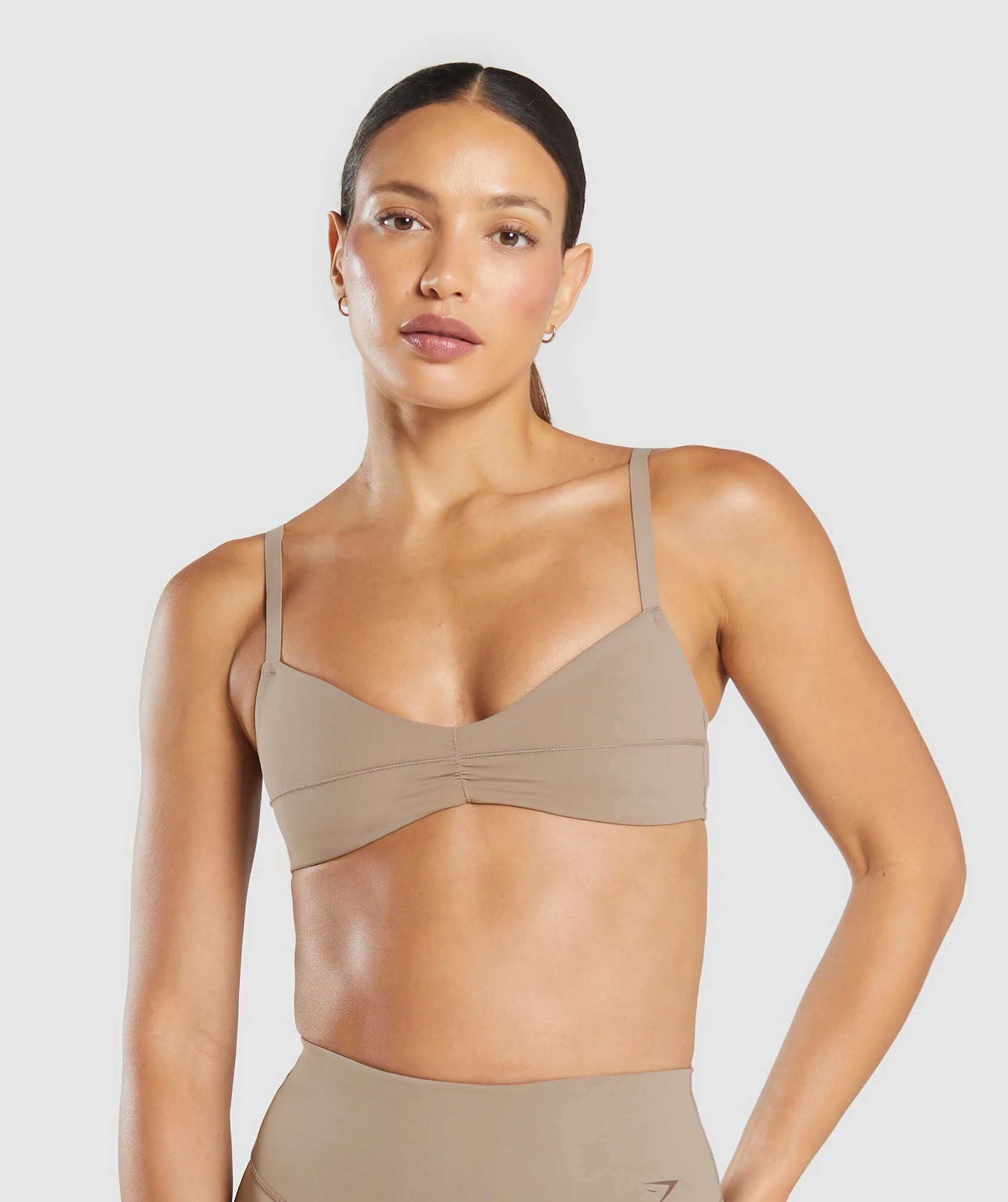 Gymshark Elevate Ruched Sports Bra - Lifestyle Brown | Gymshark US