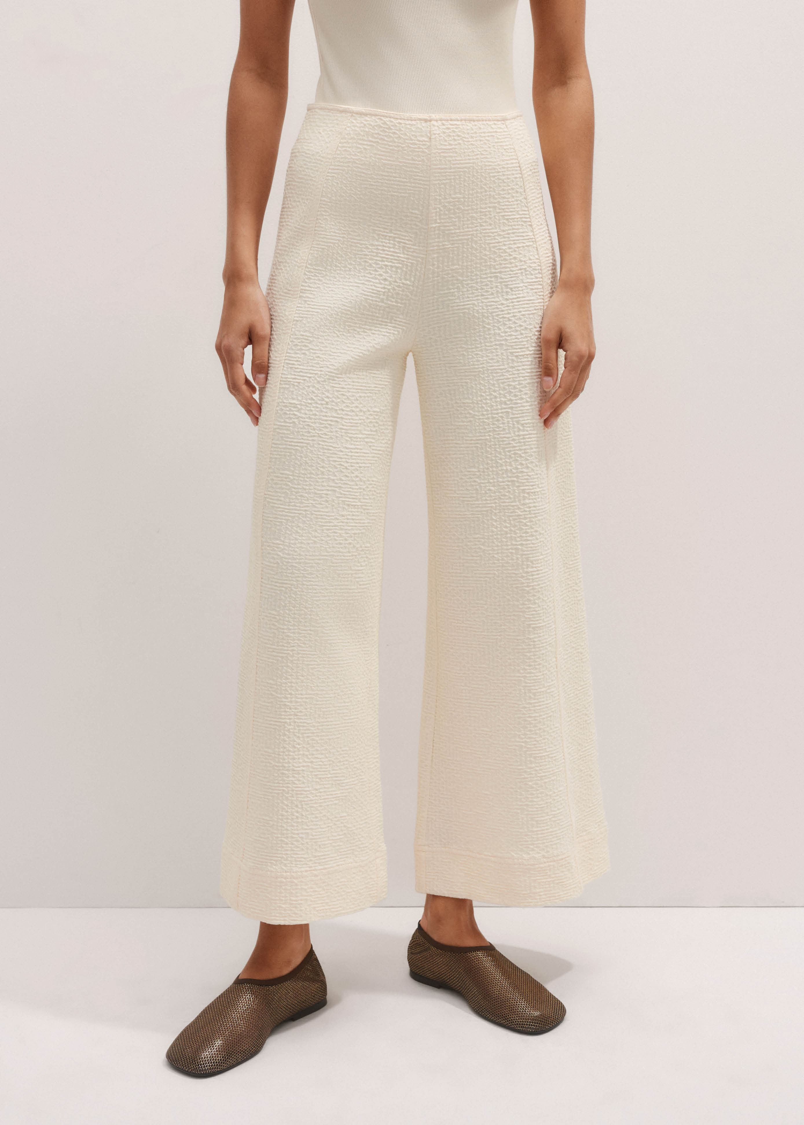Wide-Leg Crop Trouser Textured Ponte Jersey | ME+EM Global (Excluding US)