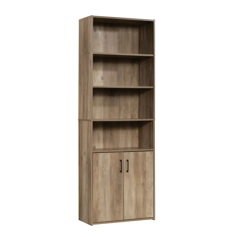Mainstays Traditional 5 Shelf Bookcase with Doors, Weathered Oak Finish - Walmart.com | Walmart (US)