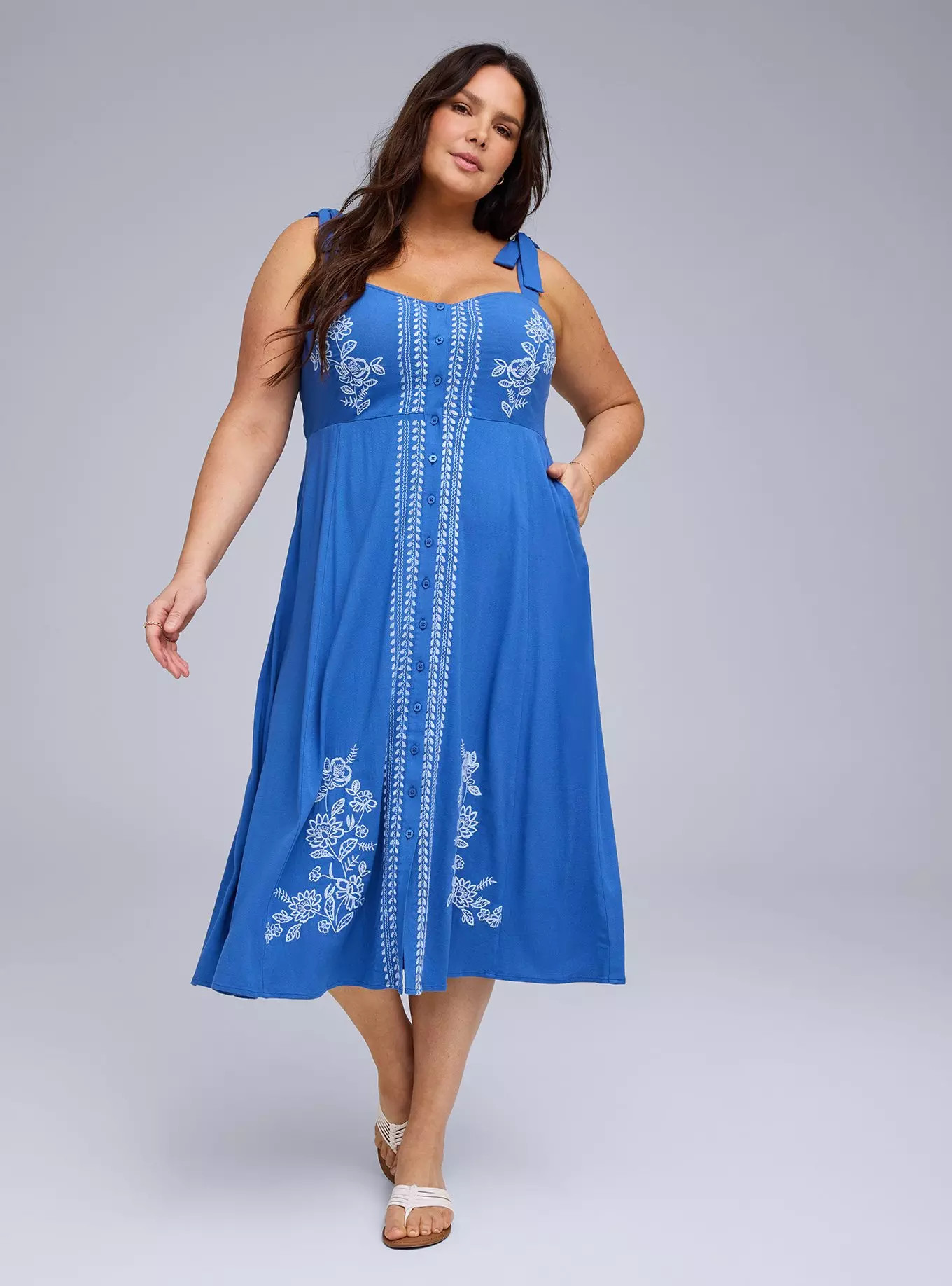 Belle Isle Button Front Midi Dress | Torrid (US & Canada)