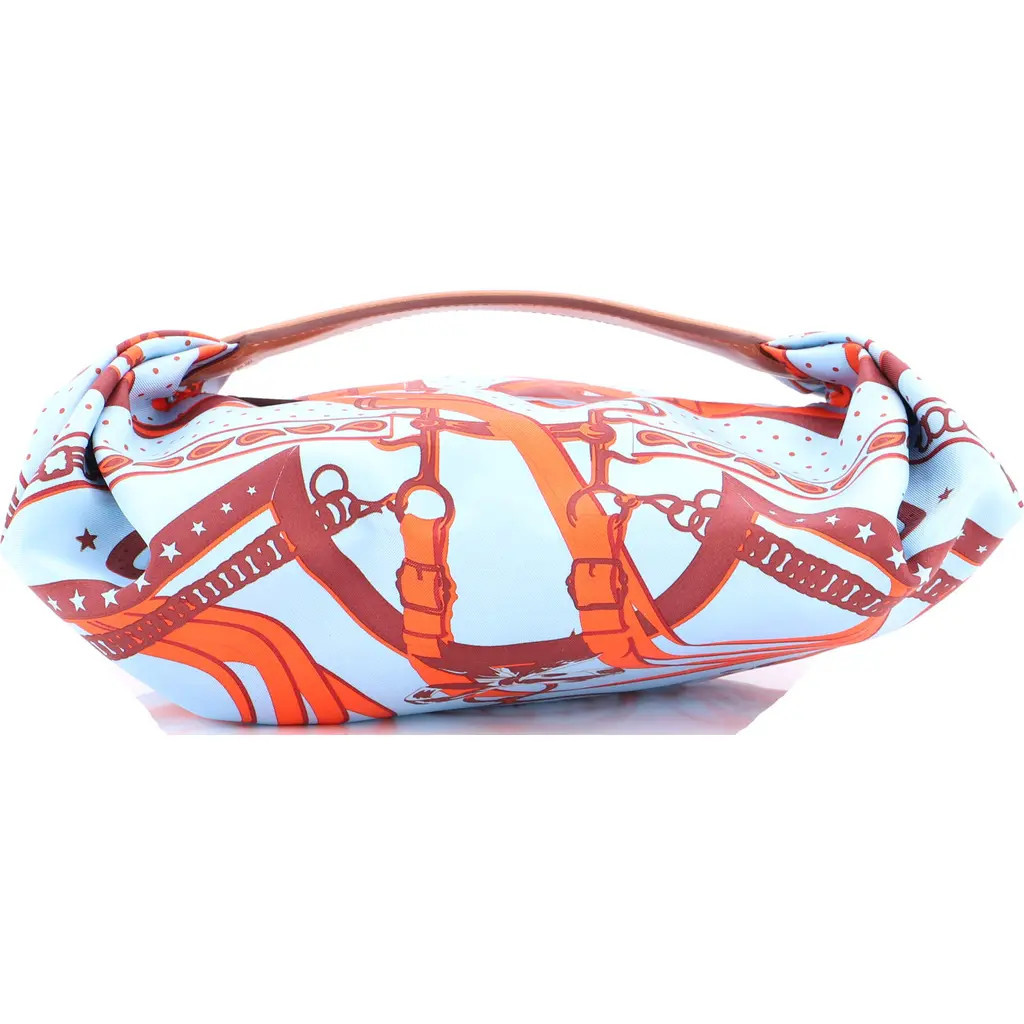 Pre-Owned Hermes Balusoie Bag Printed Silk and Leather in Blue at Nordstrom, Size Medium | Nordstrom