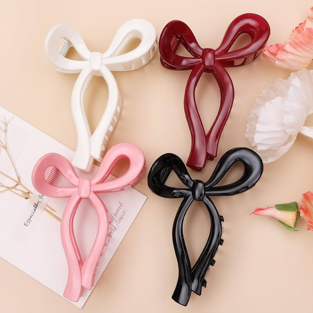 4 Pcs Bow Hair Clips Elegant Hair Claw Butterfly Hair Accessories for Girls Nonslip Butterfly Cli... | Amazon (US)