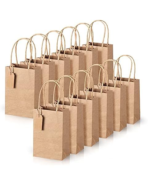 MESHA Small Paper Bags with Handles 5.25x3.75x8 Brown Kraft Gift Bag 50Pcs Bulk Grocery Shopping ... | Amazon (US)