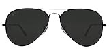 Ray-Ban Aviator Polarized Black Frame w/ Natural Green RB 3025 002/58 55mm Small | Amazon (US)
