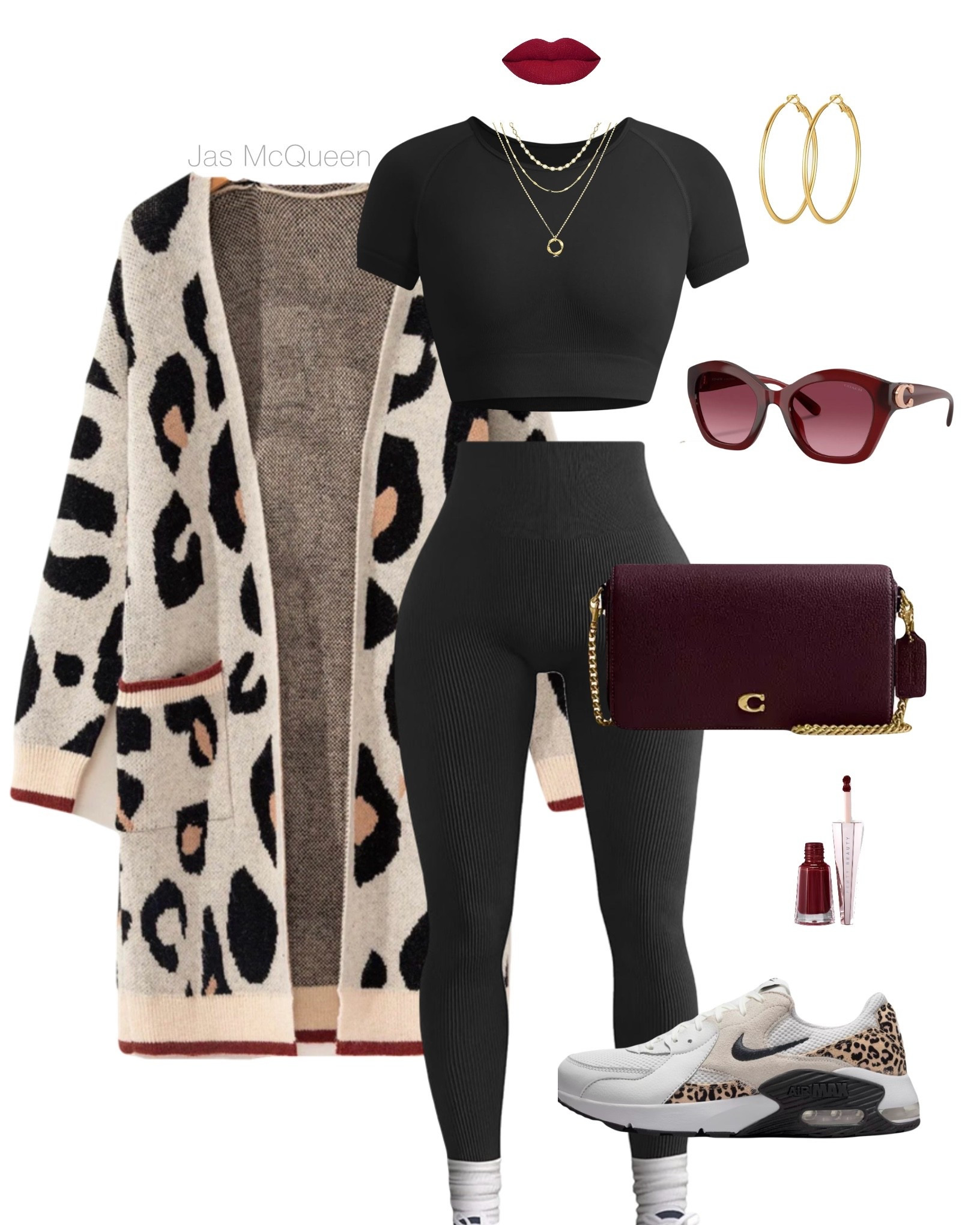 Fall Leopard Print with Maroon! 

Leopard print, cheetah print, cardigan, burgundy, wine, coach bag, crossbody, nike, sunglasses, black crop, black leggings, red maroon fenty beauty lipstick

#LTKActive #LTKShoeCrush #LTKStyleTip