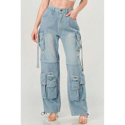 Denim Cargo Jeans | SHEIN