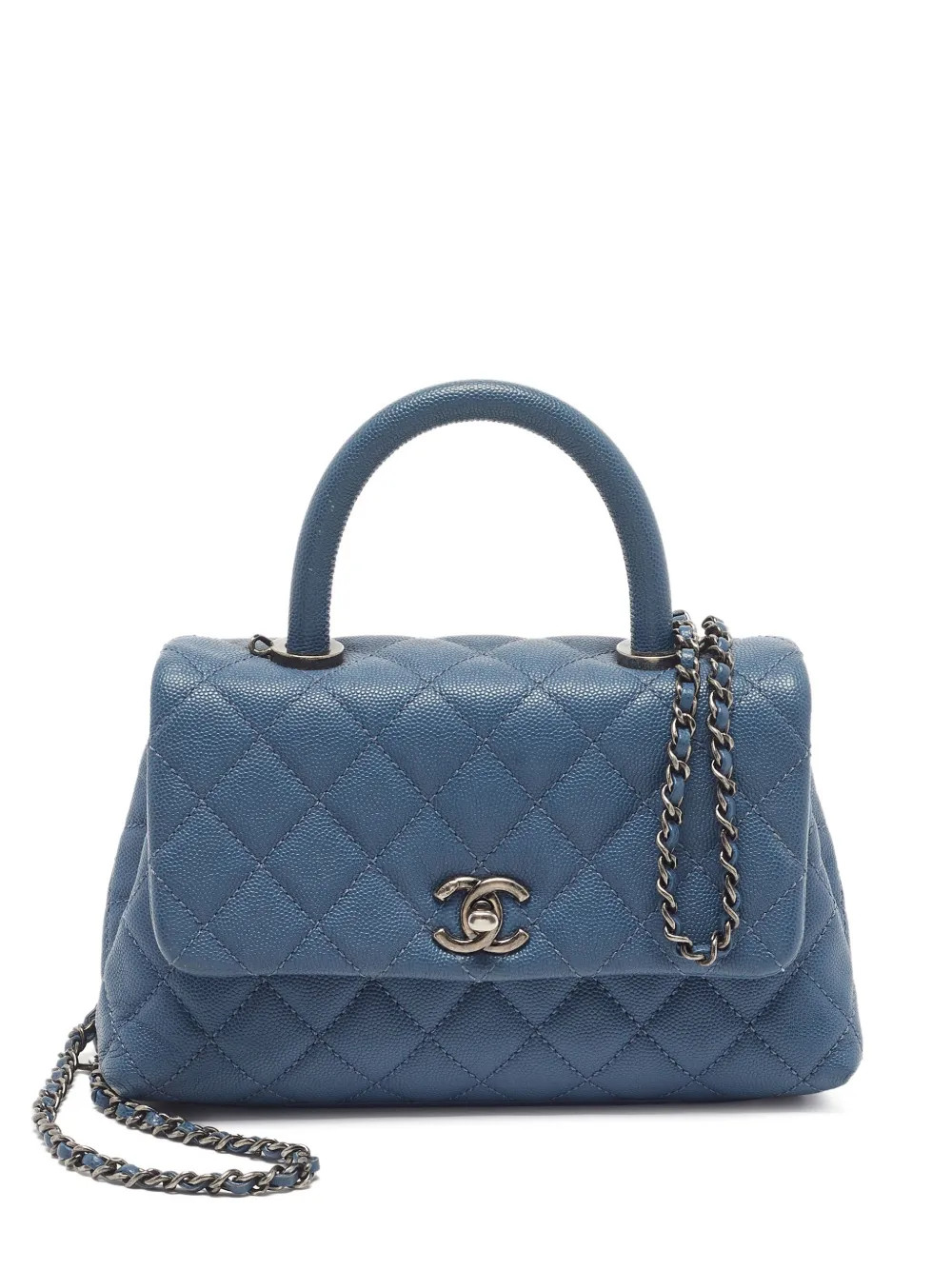 CHANEL Pre-Owned 2016-2017 Coco quilted satchel bag - Blue | Farfetch Global