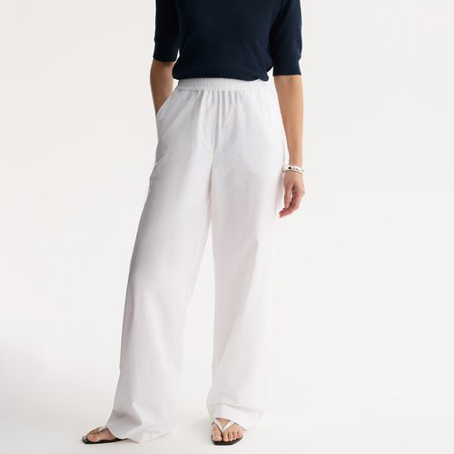 Linen/Cotton Elasticated Waist Wide Leg Trousers | La Redoute (UK)