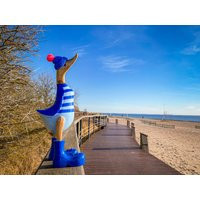 Runner Duck With Blue Boots, Blue-Light Striped Shirt & Bobble Has Approx. 28cm High | Etsy (US)