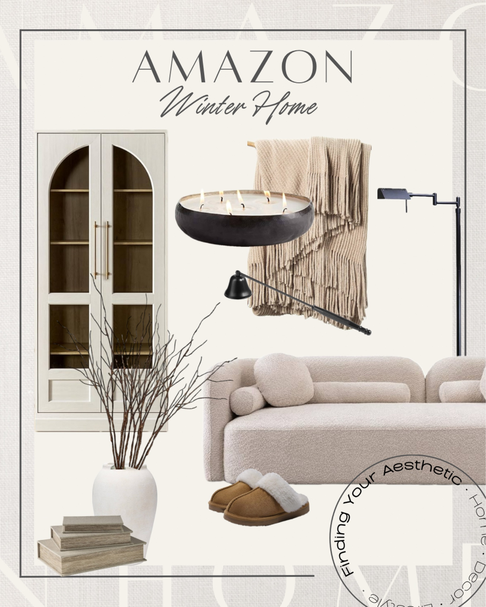 Amazon Winter home decor and styling inspo 

Japandi boucle sofa // modern couch // cozy slippers // metal task lamp // arched storage cabinet // throw blanket // organic modern vase // neutral home // Amazon home 

#LTKHome #LTKStyleTip #LTKSaleAlert