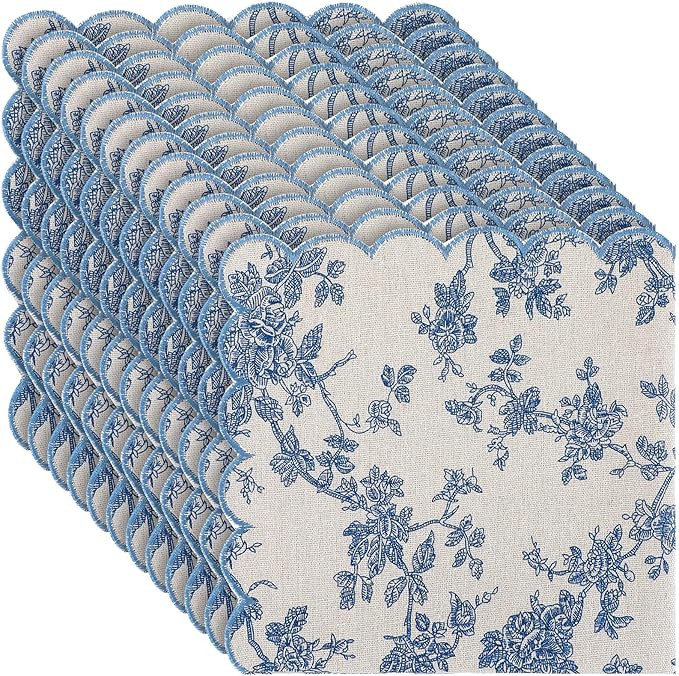 12 Pcs Spring Cloth Napkins Rustic Fabric Napkins Bulk 18 x 18 Inch Hand Block Print Dinner Guest... | Amazon (US)