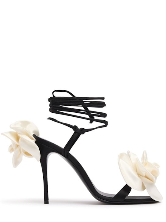 105mm Satin flower sandals | Luisaviaroma