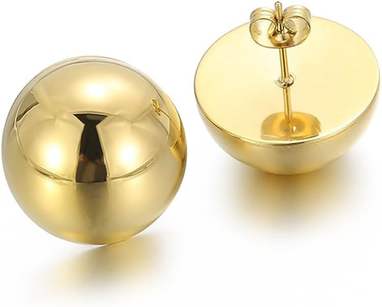 Gold Silver Half Ball Stud Earrings High Polished Round Earrings Trendy Jewelry for Women 20mm/18... | Amazon (US)