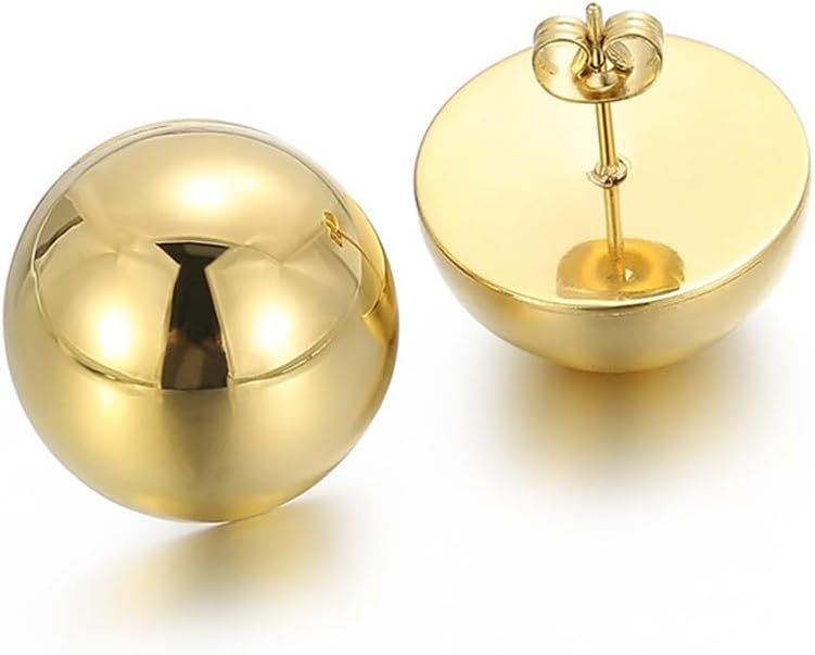 Gold Silver Half Ball Stud Earrings High Polished Round Earrings Trendy Jewelry for Women Girls 2... | Amazon (US)
